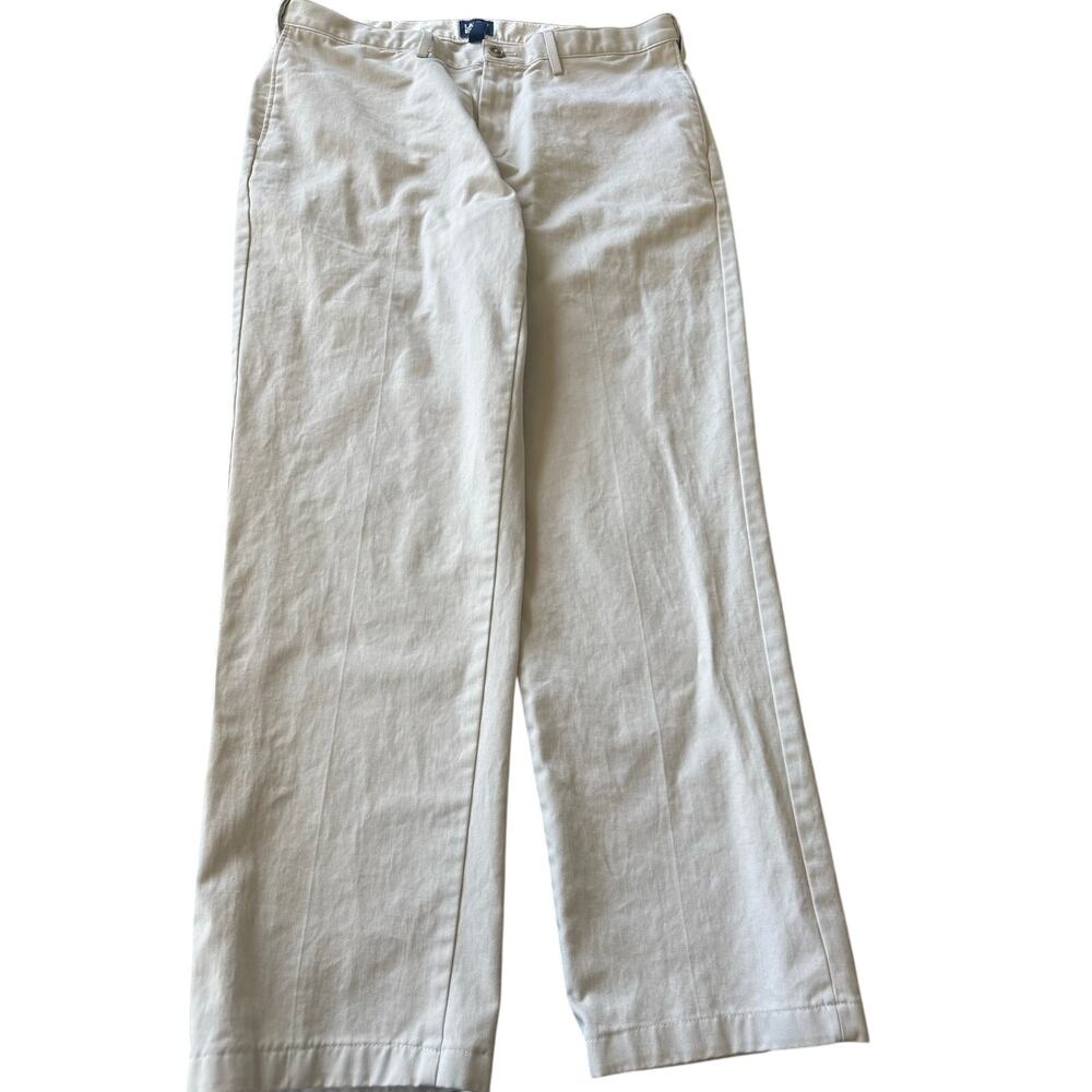 Lands' End Traditional Fit Chino Pants Mens 38 Bone Straight Casual Workwear